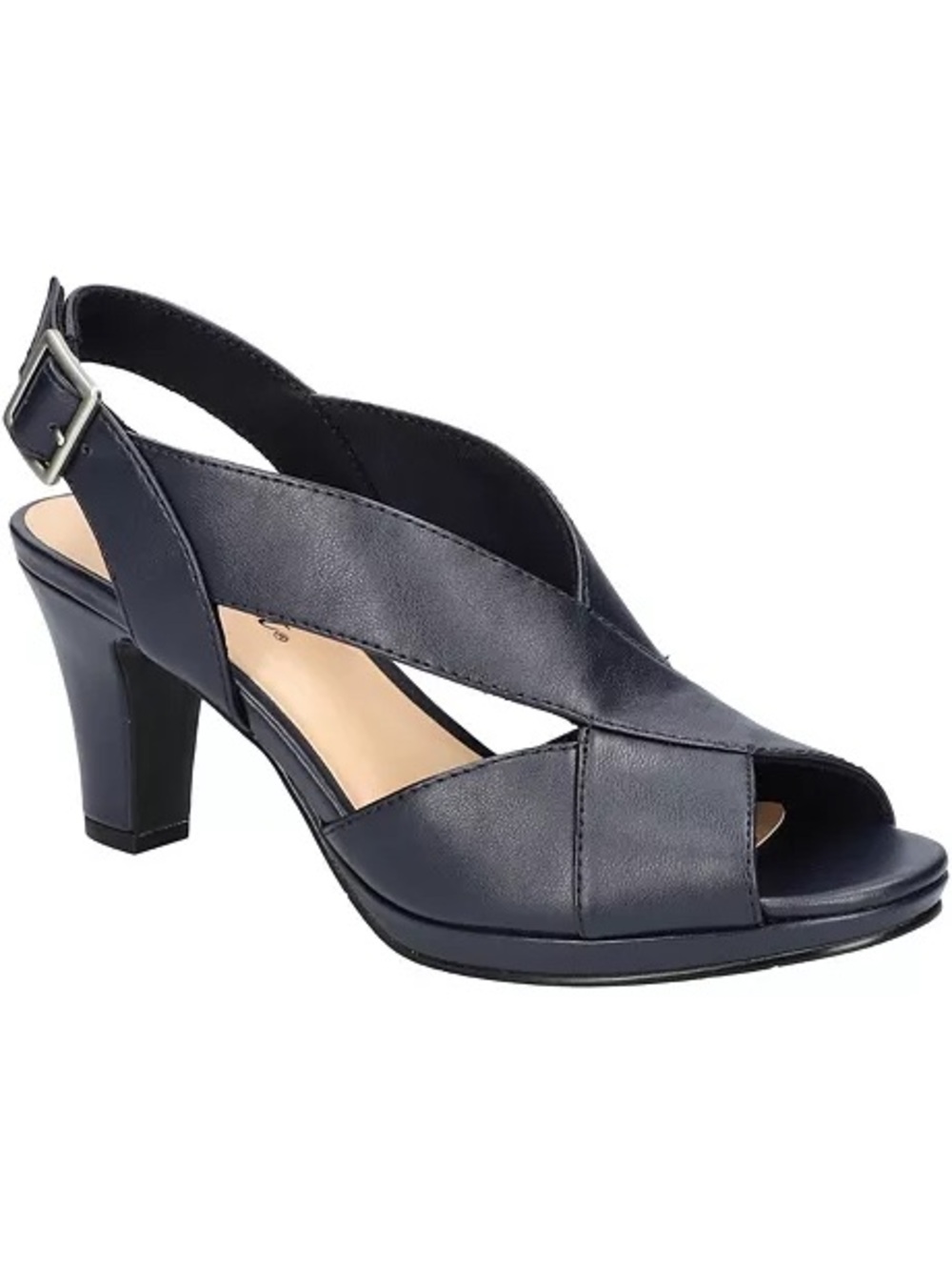 easy street Navy Crisscross Slingback Heel